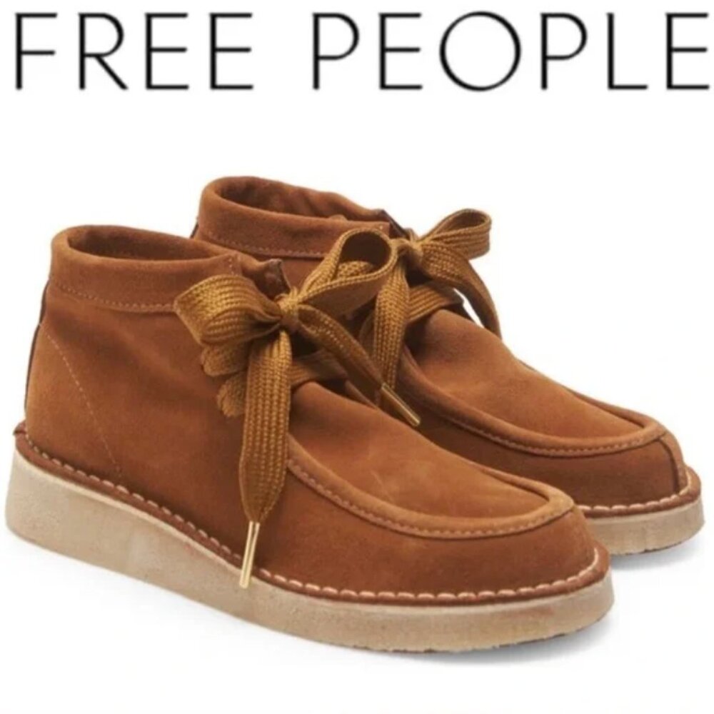 Free People Tan Brown Ashton Moccasin Chukka Ankle Lace Up Boot EU 41